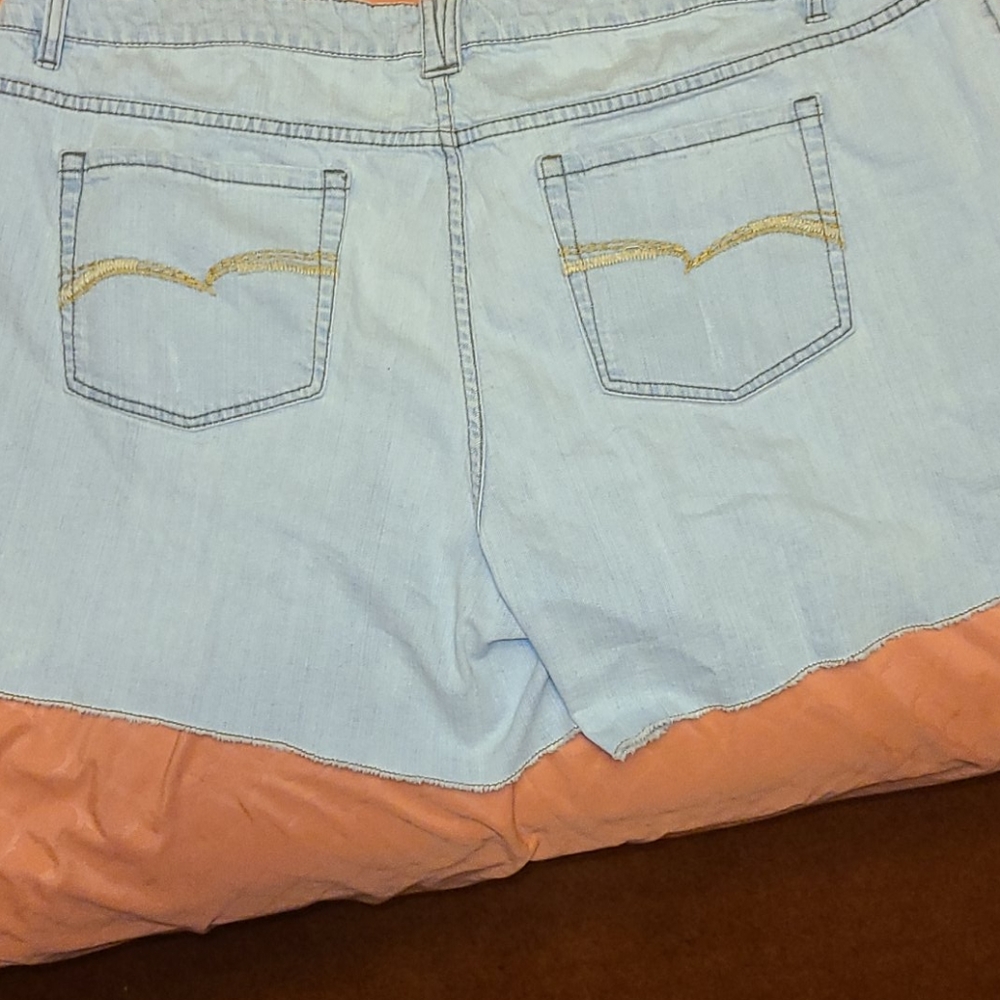 Distressed jean shorts